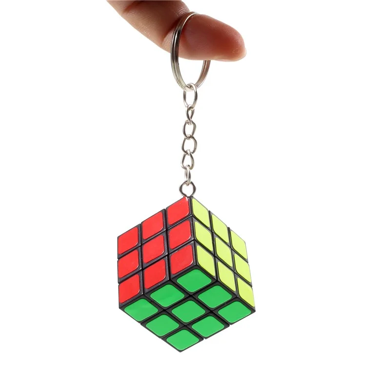 Mini 3x3x3 Rubik Magic Cube Keychain Pendant - Black Background
