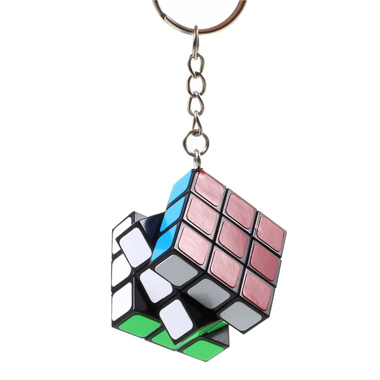 Mini 3x3x3 Rubik Magic Cube Keychain Pendant - Black Background
