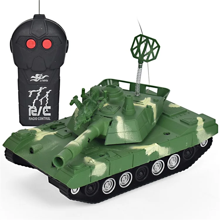 360-degree Rotary Mini RC Remote Control Tank Hobby with LED Light - Green