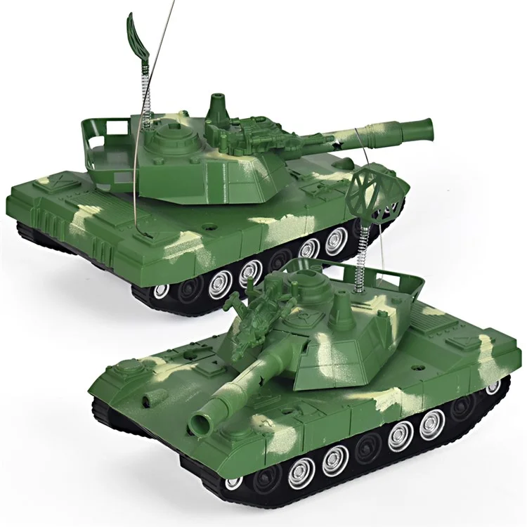 360-degree Rotary Mini RC Remote Control Tank Hobby with LED Light - Green