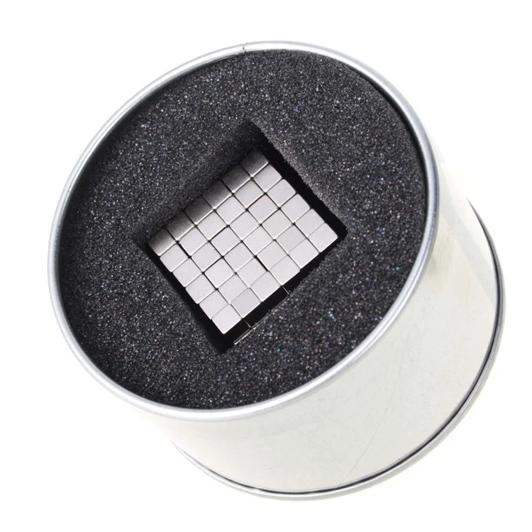 4mm 216pcs Magnetic Square 3D Puzzle Magic Cube Toy - Silver Color