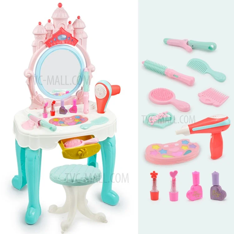 Coiffeur Pour Enfants Ensemble Fille Cosmétique Maquillage Box Girl Girl Familial Jouet - 7939 / Cyan