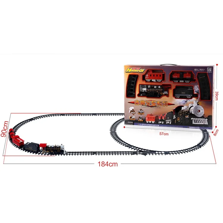 HUANQI 3500-3A Classic Battery Operated Toy Train Set with Real Smoke, Sounds and Lights