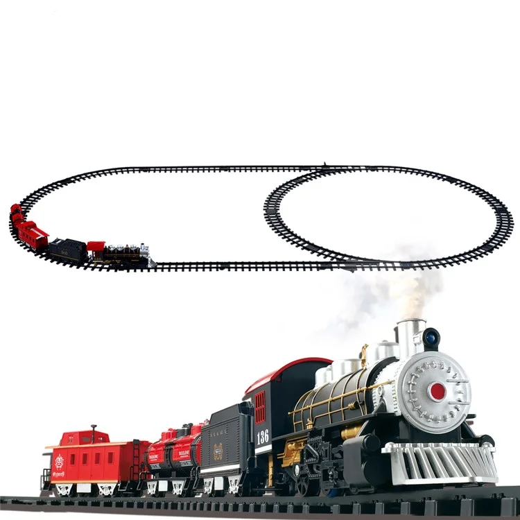 HUANQI 3500-3A Classic Battery Operated Toy Train Set with Real Smoke, Sounds and Lights