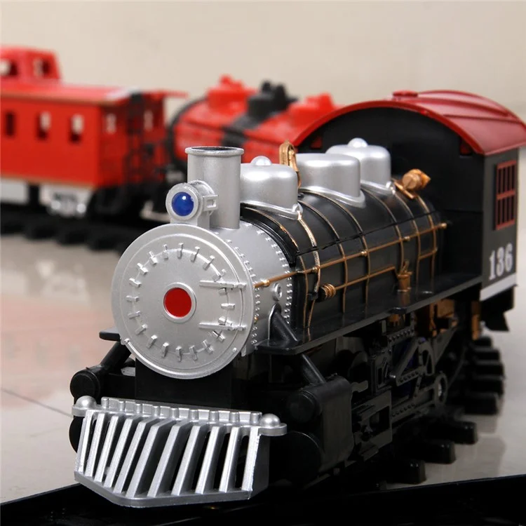 HUANQI 3500-3A Classic Battery Operated Toy Train Set with Real Smoke, Sounds and Lights