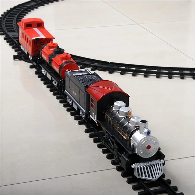 HUANQI 3500-3A Classic Battery Operated Toy Train Set with Real Smoke, Sounds and Lights