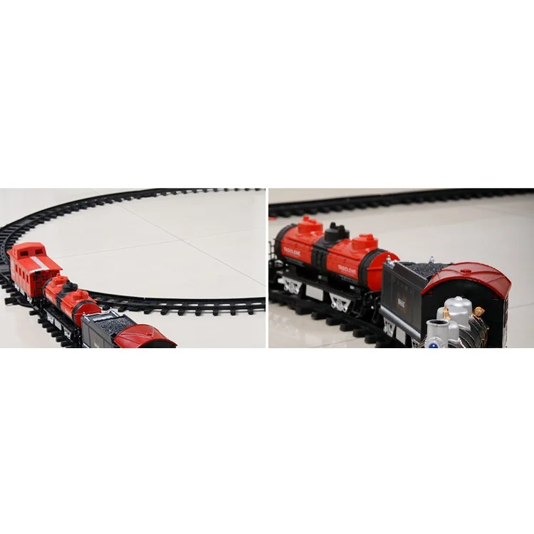 HUANQI 3500-3A Classic Battery Operated Toy Train Set with Real Smoke, Sounds and Lights