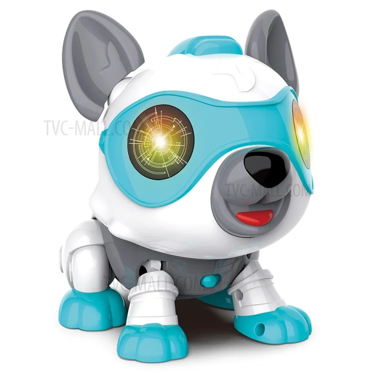 Brinquedo de Construção Multifuncional em Forma de Cachorro com Controle de Voz Inteligente - DIY013/Azul