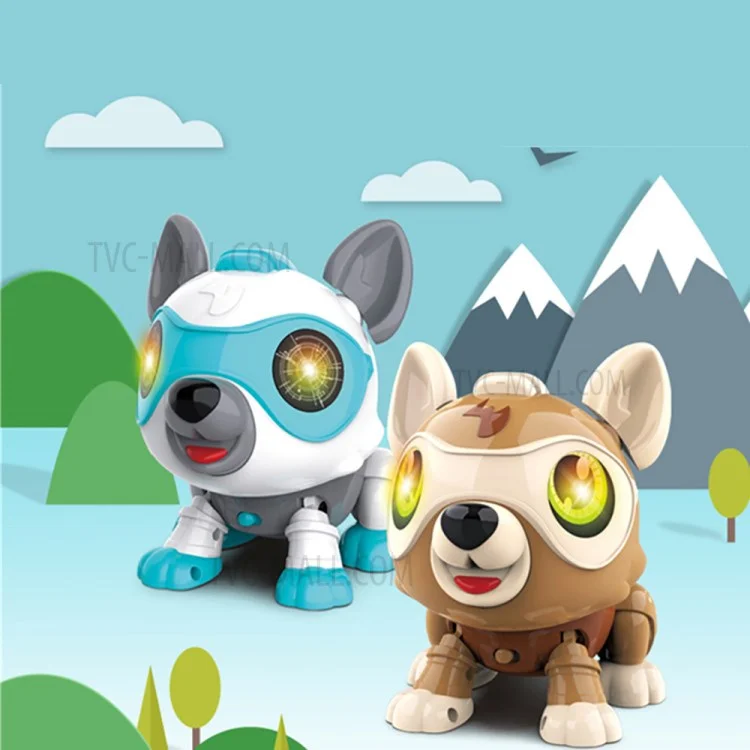 Brinquedo de Construção Multifuncional em Forma de Cachorro com Controle de Voz Inteligente - DIY013/Azul
