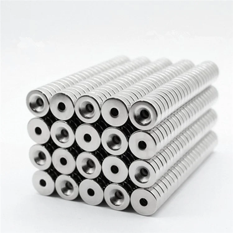50Pcs/Set 12 x 4mm Industrial Equipment and DIY Projects Strong Suction Round Shape Hole NdFeB Magnet