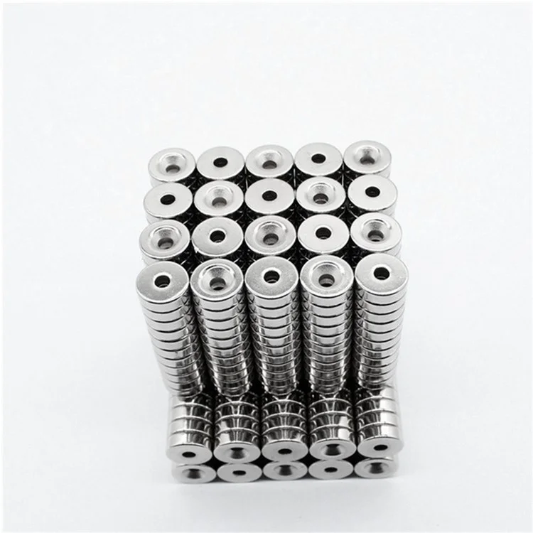 50Pcs/Set 12 x 4mm Industrial Equipment and DIY Projects Strong Suction Round Shape Hole NdFeB Magnet