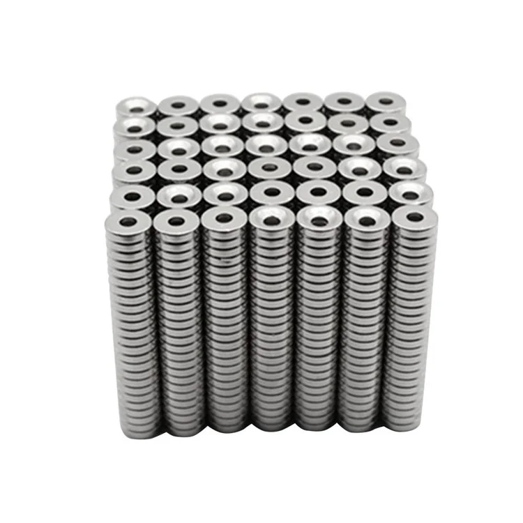50Pcs/Set 12 x 4mm Industrial Equipment and DIY Projects Strong Suction Round Shape Hole NdFeB Magnet