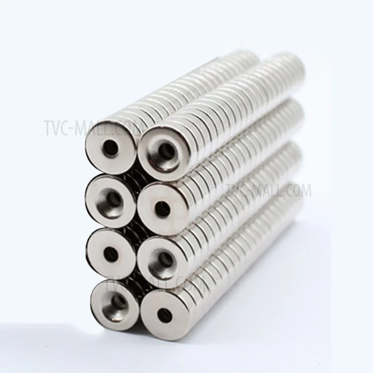 100Pcs/Set 12 x 4mm Industrial Equipment and DIY Projects Powerful Suction Round Shape Hole NdFeB Magnet