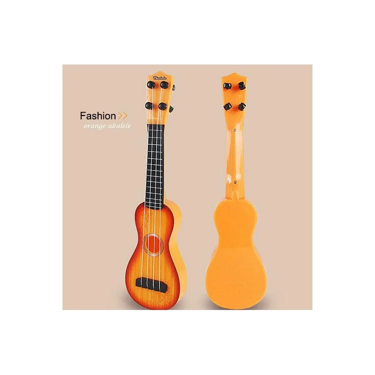 Musical Instrument Toy 4 Strings Small Guitar Ukulele for Beginners Kids - Orange