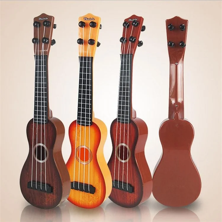 4 Strings Small Guitar Ukulele Musical Plastic Toy for Beginners Children - Coffee