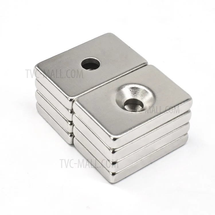 1 pieza 30*20*5mm imán rectangular súper fuerte de NdFeB con agujero