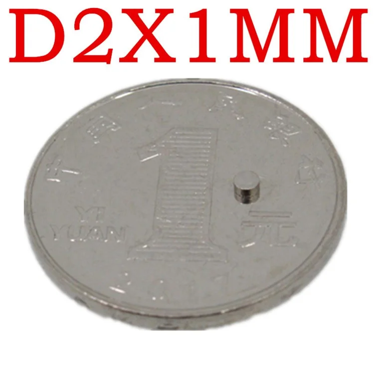 500 piezas/paquete Imán circular de NdFeB Súper fuerte Imán redondo 2*1 mm