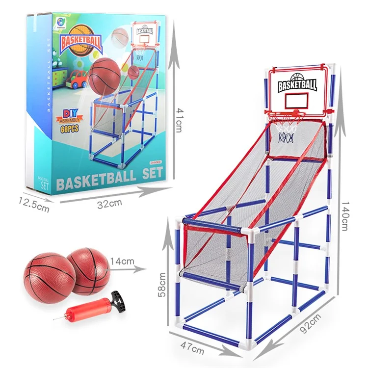 DIY-Montage-Basketball-Korb für Innen und Außen, Kinder, Jungen, Basketball-Shooting-Sport-Spielzeug-Set mit Luftpumpe und 2 Bällen