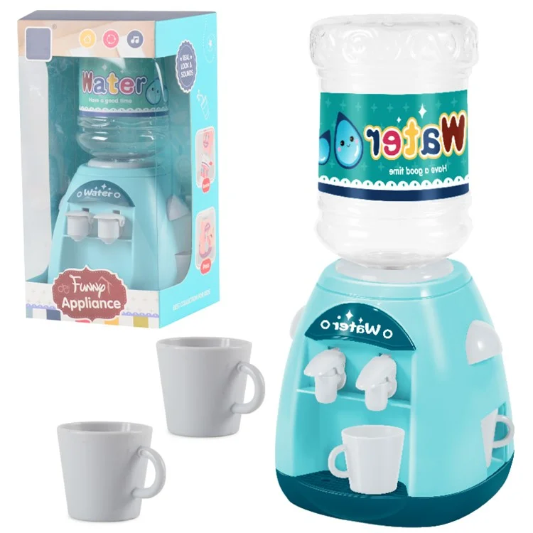 Dispensador de agua eléctrico de doble cabezal con música Juguete niñas Simulación de electrodomésticos de cocina Juego de juguete simulado - Azul