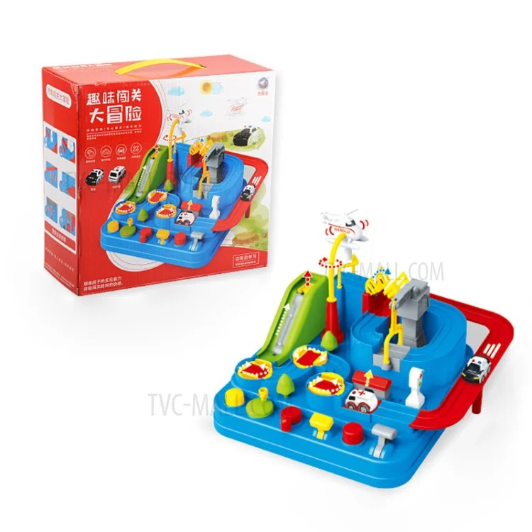 6719 Race Tracks Car Adventure Toys City Rescue Preschool Educational Toy Vehicle Track Playsets - Rot/Blau