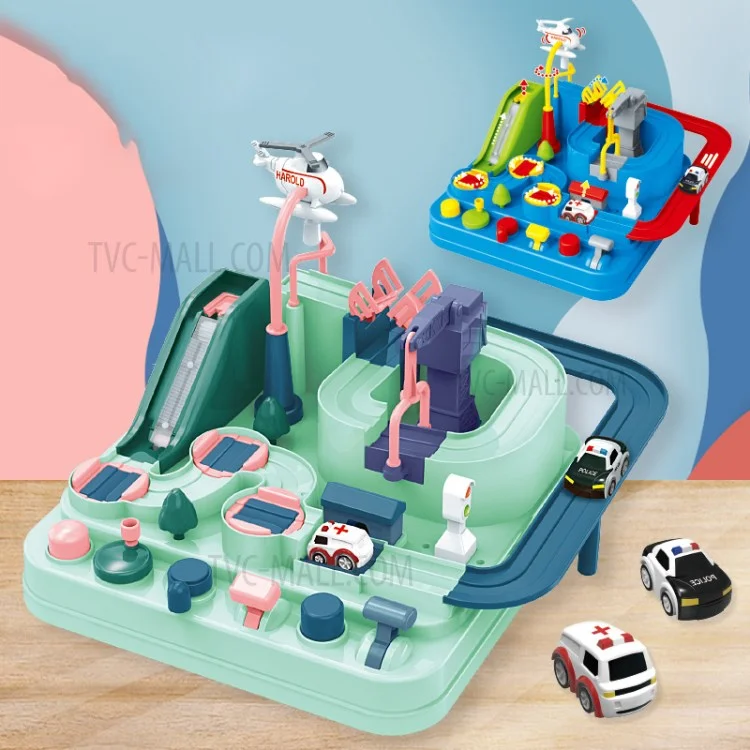 6719 Rennstrecke Auto-Abenteuer Spielzeug Stadt Rettung Vorschul-Bildungsspielzeug Fahrzeug Schienen Spielsets - Pink/Grün 