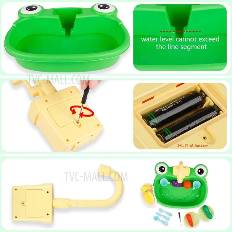 Conjunto de Brinquedos de Pia de Cozinha 890 para Crianças com Sistema de Ciclo de Água Automático e Lava-Louças Elétrico Simulado - Rosa