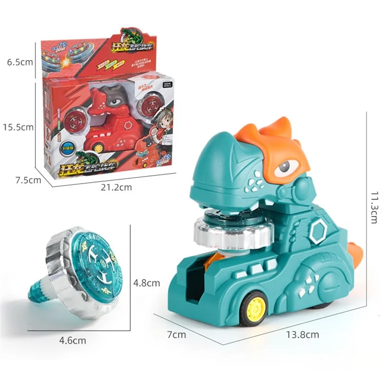 SJL5801 Multi-function Inertial Gyro Truck Toddler Toy Alloy Dinosaur Car Educational Toy with Lights for Kids - Cyan