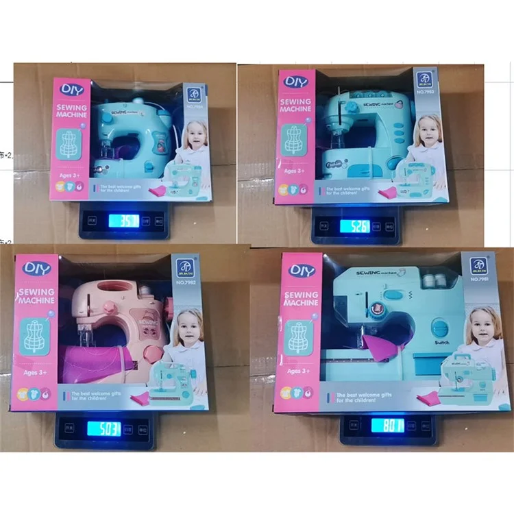 7982 Electric Children Sewing Machine Toy with Lights Small Appliance Pretend Play Sewing Toy for DIY Masks Educational Toys (Size: M) - Pink