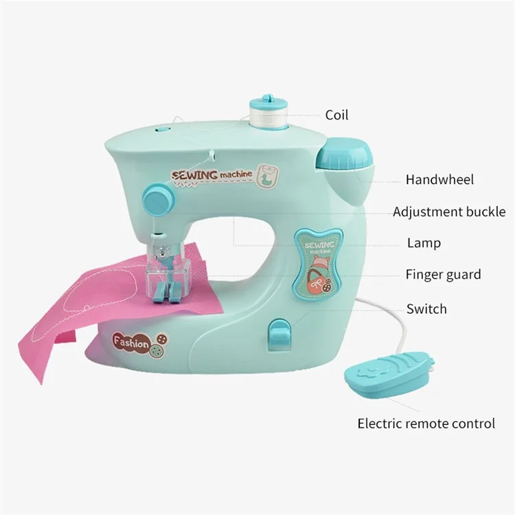 7984 Pretend Play Electric Sewing Machine Toy for Kids Mini Appliances Sewing Machine Toy with Lights (Size: S) - Pink