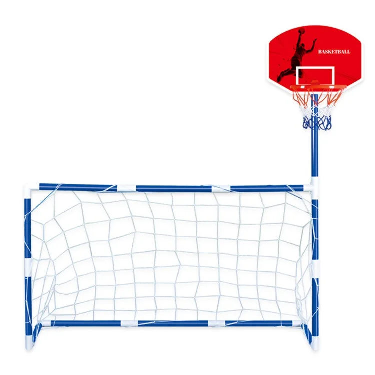 7701 2-in-1 Outdoor Sports Center Kids Toy Basketball Soccer Sports Station Indoor Arcade Game with Basketball Hoop Soccer Goal for Boys and Girls