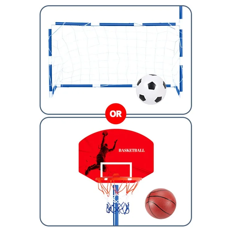 7701 2-in-1 Outdoor Sports Center Kids Toy Basketball Soccer Sports Station Indoor Arcade Game with Basketball Hoop Soccer Goal for Boys and Girls