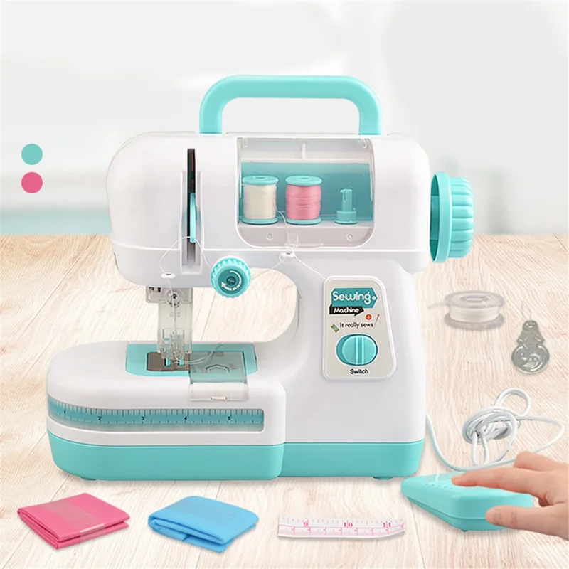 863 Mini Kid's Sewing Machine Educational Interesting Toy Portable Electric DIY Sewing Machine Small Multi-function Mending Machine for Children - Pink