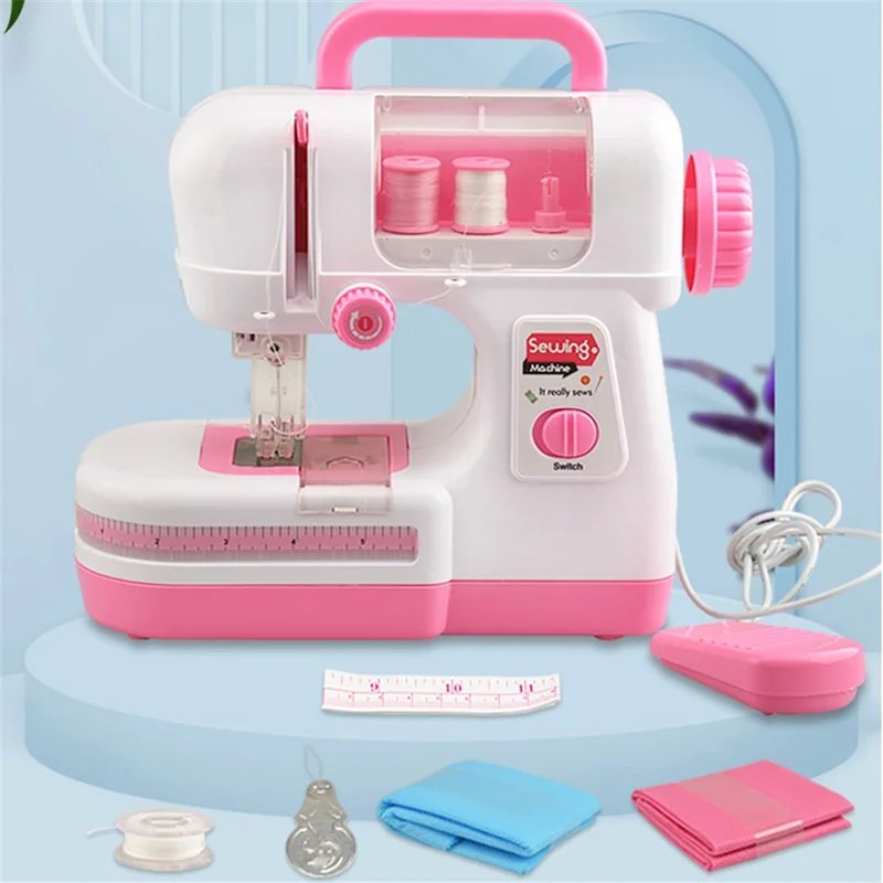 863 Mini Kid's Sewing Machine Educational Interesting Toy Portable Electric DIY Sewing Machine Small Multi-function Mending Machine for Children - Pink