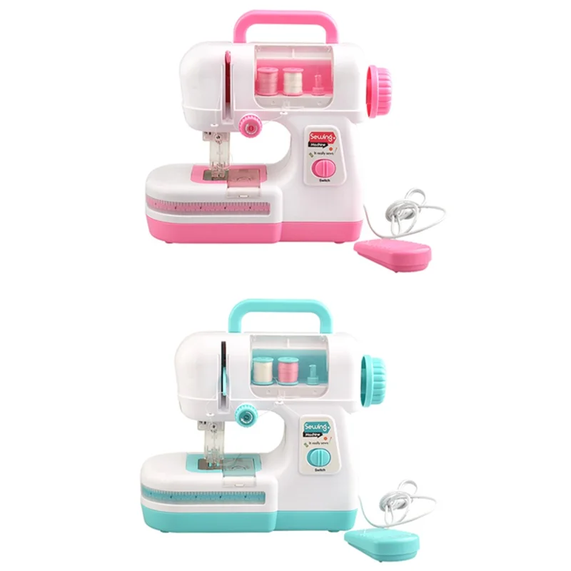 863 Mini Kid's Sewing Machine Educational Interesting Toy Portable Electric DIY Sewing Machine Small Multi-function Mending Machine for Children - Pink