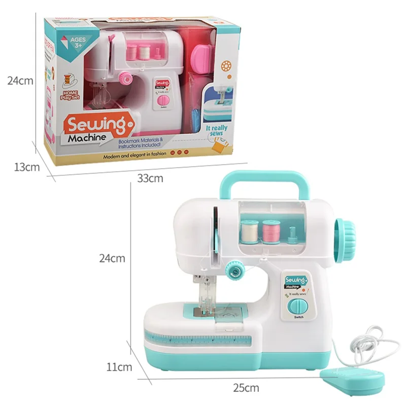 863 Mini Kid's Sewing Machine Educational Interesting Toy Portable Electric DIY Sewing Machine Small Multi-function Mending Machine for Children - Pink