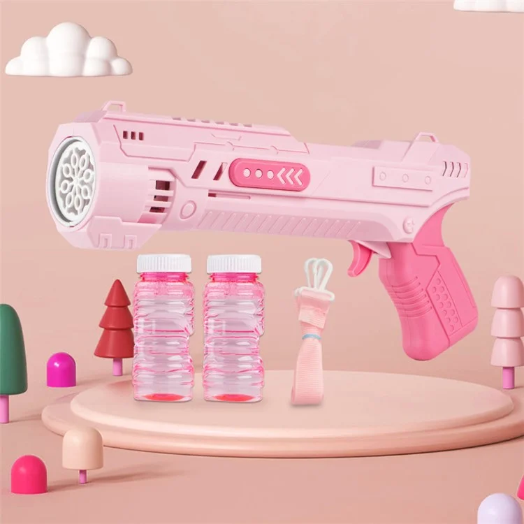 6308 Máquina de Bolhas Portátil com Criador de Bolhas de 8 Furos para Crianças, Máquina de Bolhas Automática com Efeito de Som/Luz - Rosa