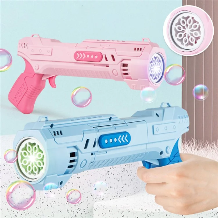 6308 Máquina de Bolhas Portátil com Criador de Bolhas de 8 Furos para Crianças, Máquina de Bolhas Automática com Efeito de Som/Luz - Rosa