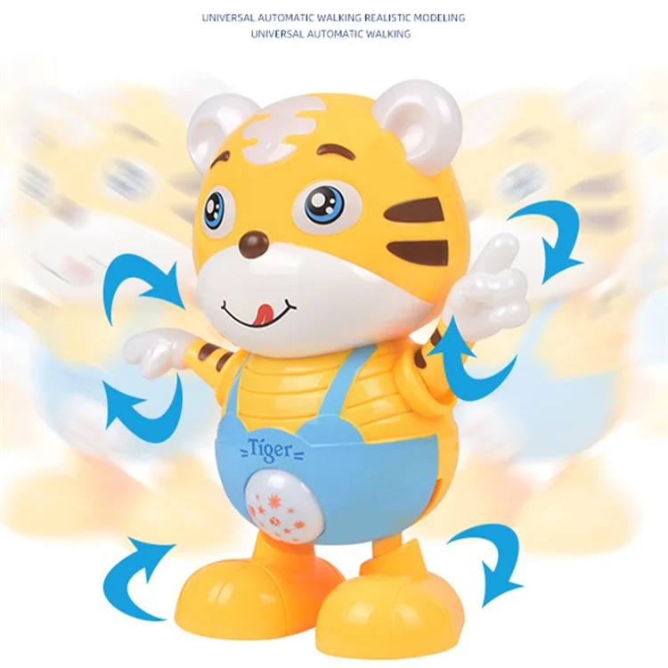 0881 Children Electric Dancing Toys Cartoon Cute Tiger Walking Robot with Light Music Fun Early Educational Toys