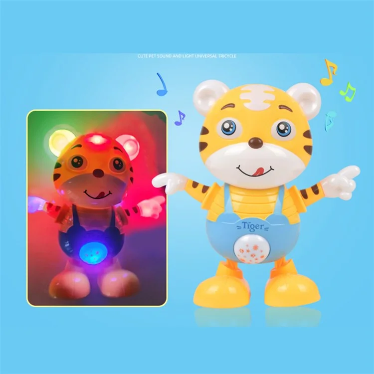 0881 Children Electric Dancing Toys Cartoon Cute Tiger Walking Robot with Light Music Fun Early Educational Toys