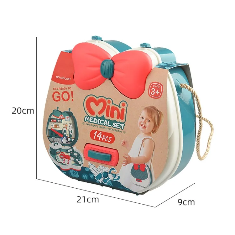 623-2001 14Pcs Simulation Doctor Medical Toy Set Portable Pretend Play Toy with Storage Case for Kids