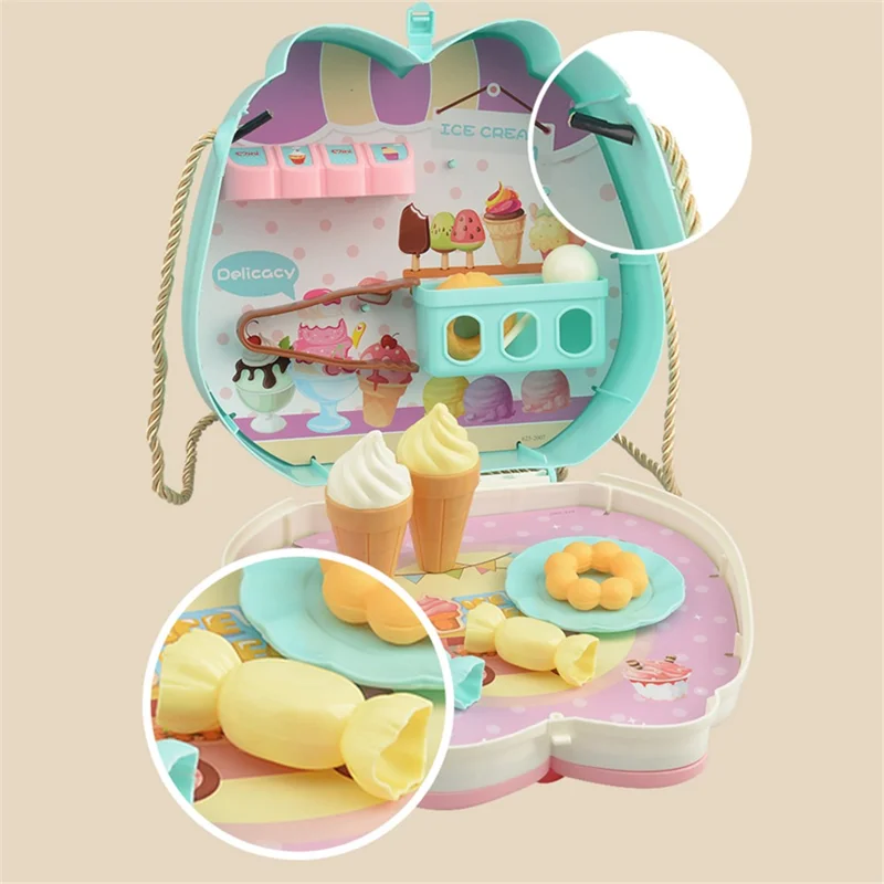 623-2001 19Pcs Simulation Ice Cream Dessert Toy Set Portable Pretend Play Toy with Storage Case for Kids
