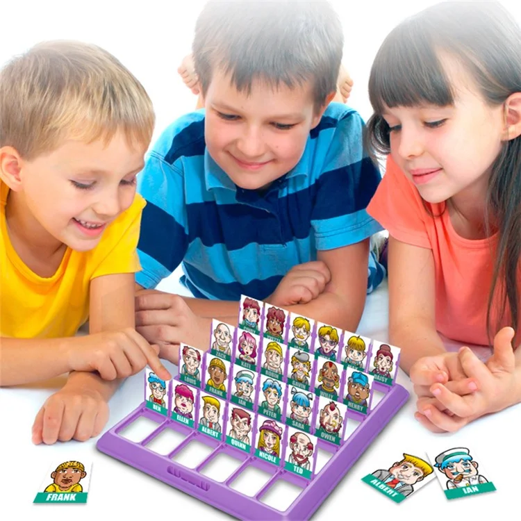 11870 Guess Who I Am Board Game Funny Character Cards Family Guessing Games Kids Educational Toy - Cyan / Purple