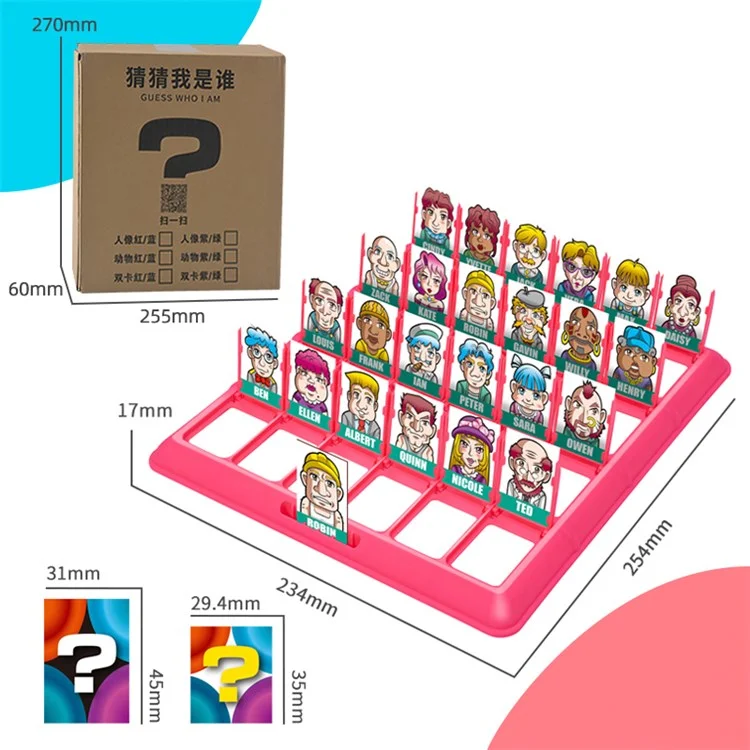 11870 Guess Who I Am Board Game Funny Character Cards Family Guessing Games Kids Educational Toy - Cyan / Purple