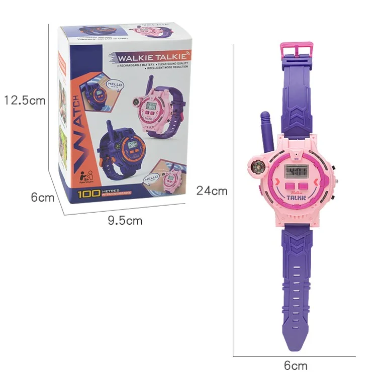060 2 unidades Walkie Talkie de reloj Mini Alcance inalámbrico de 200 m Función de intercomunicación sin manos Linterna Brújula Juguetes Regalo de cumpleaños para niños (Diseño recargable) 