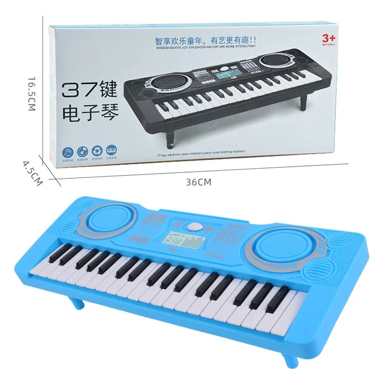 0815 37 Keys Electronic Piano Keyboard Battery Powered Musical Instrument Kids Gift - Blue