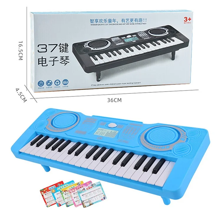 0815 37 Keys Electronic Piano Keyboard Battery Powered Musical Instrument Kids Gift - Blue