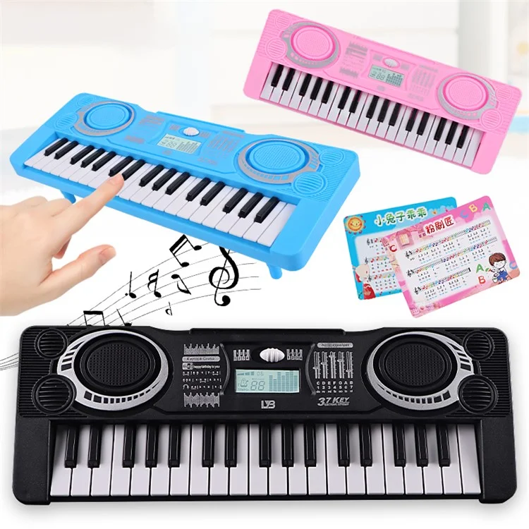0815 37 Keys Electronic Piano Keyboard Battery Powered Musical Instrument Kids Gift - Blue