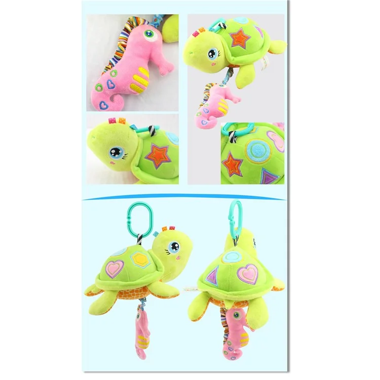 Cartoon Sea Animal Stroller Bed Hanging Toy with Music for Babies - Tortoise