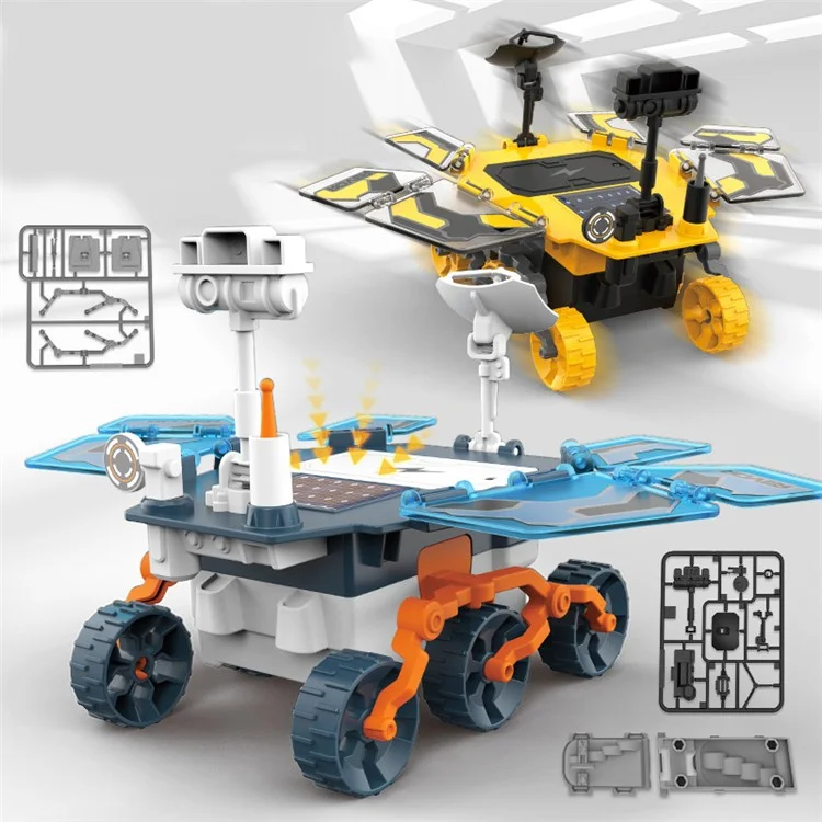 HXC0101 DIY Марсоход на солнечной энергии Сборная модель STEM-набор Электрический исследовательский автомобиль Модель Научный эксперимент Развивающая игрушка - синий