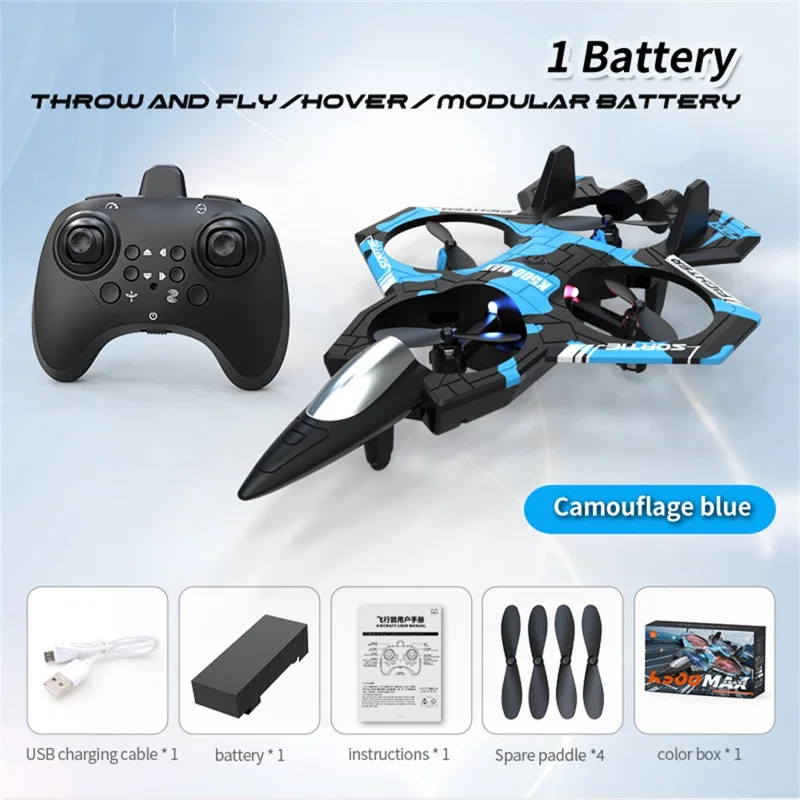 XKJ K500MAX RC Drone Quadcopter Throw-to-Fly Stunt Aircraft Toy for Indoor / Outdoor Use - Blue